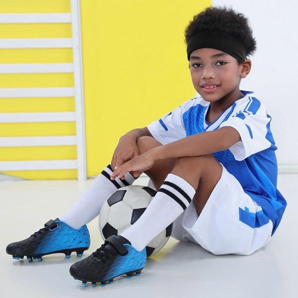 Brooman Kids Firm Ground Soccer Cleats Boys Athletic Football Shoes - Picture 2 of 4